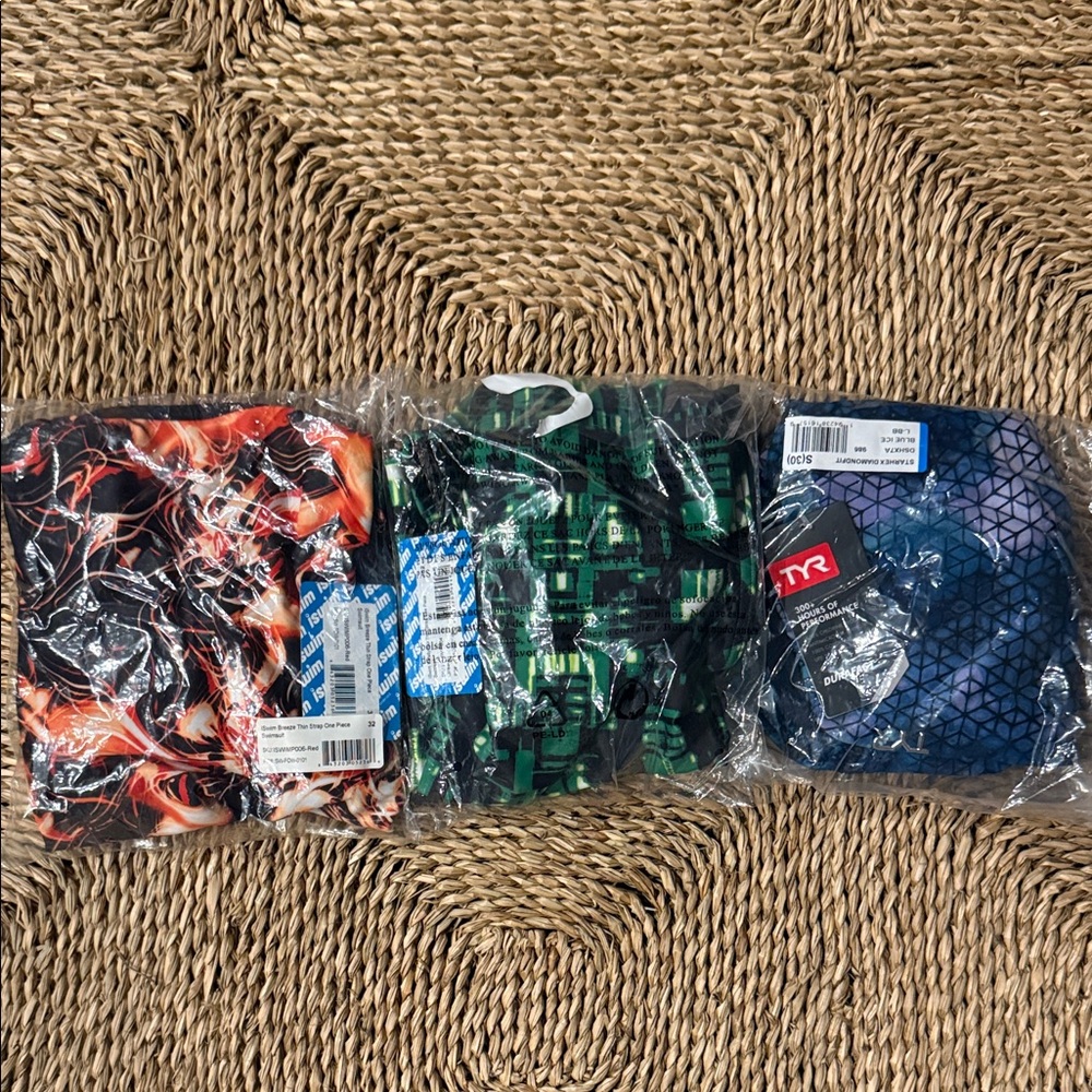 TYR and iSwim Swimwear Set - Fiery Red, Green, Blue